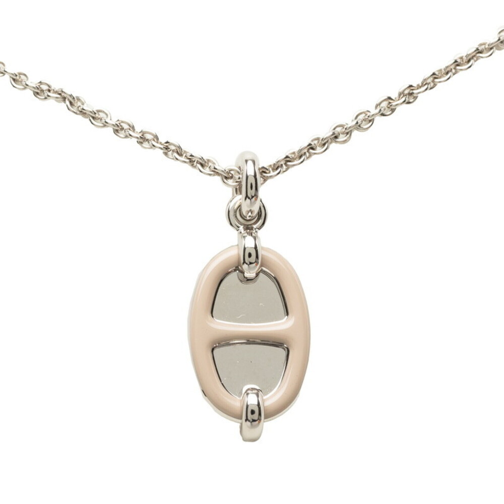 Hermes Mini Maillon PM Pendant Necklace, Rogue, Beige Gold Plated, Women's HE...